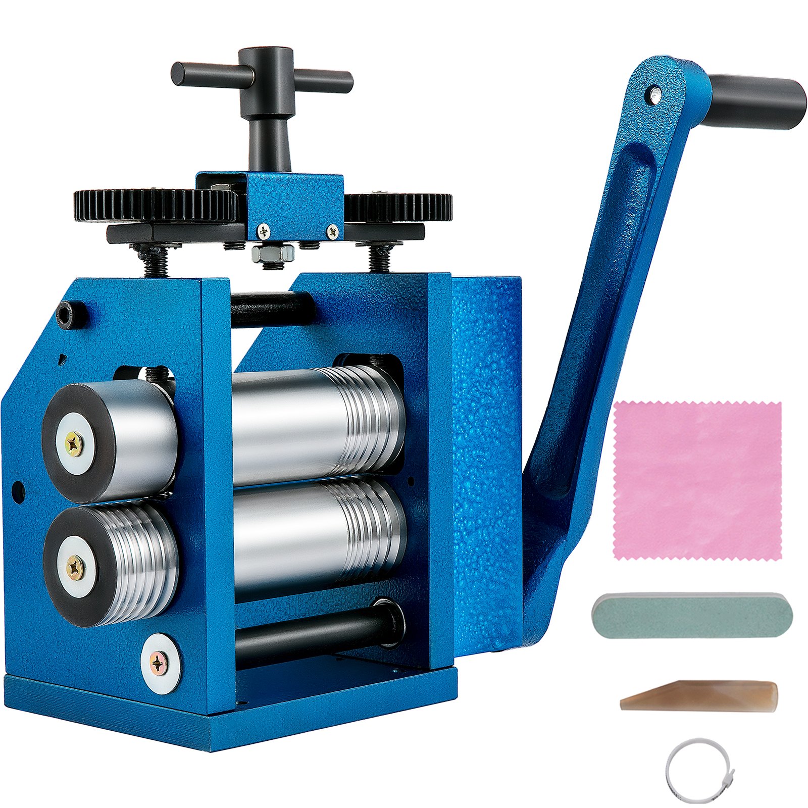 VEVOR Rolling Mill 4.4"/112mm Jewelry Rolling Mill Machine Gear Ratio 1:2.5 Wire Roller Mill 0.1-7mm Press Thickness Manual Combination Rolling Mill for Jewelry Sheet Square Semicircle Circle Pattern