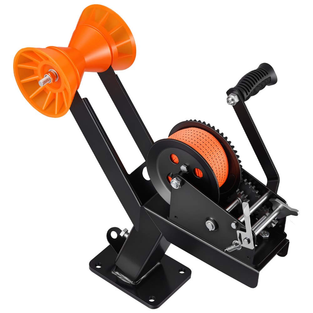 VEVOR Boat Trailer Winch Stand with Roller, 1588 kg, 6.1m Orange Polyester Strap, Boat Winch Mount, for 2-3 Inches W x 3-4 Inches H Trailer Tongue, Fit for Jet Ski, Sailboat, Speedboat