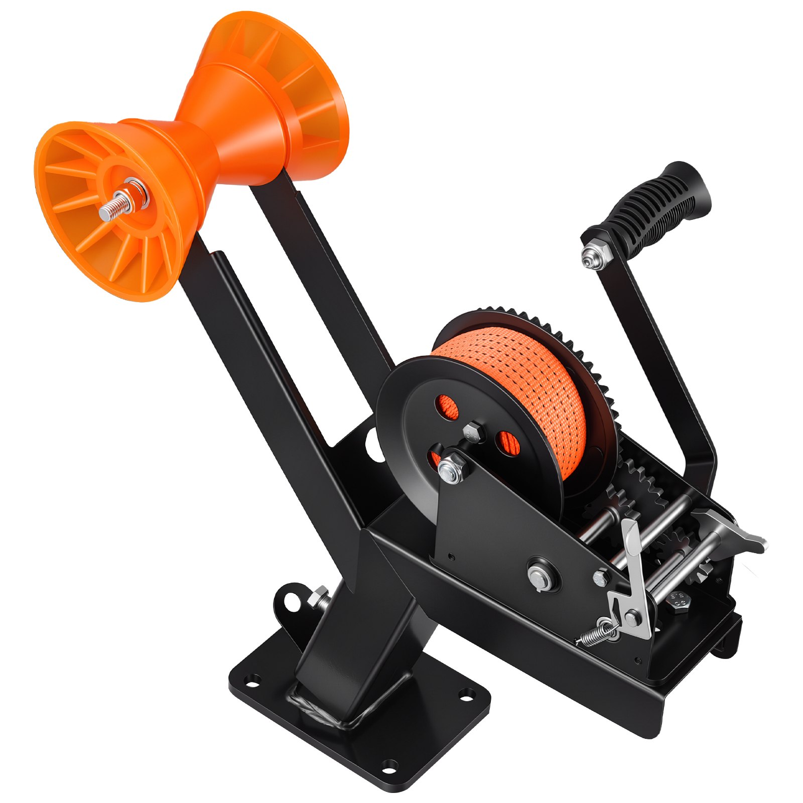 VEVOR Boat Trailer Winch Stand with Roller, 1588 kg, 6.1m Orange Polyester Strap, Boat Winch Mount, for 2-3 Inches W x 3-4 Inches H Trailer Tongue, Fit for Jet Ski, Sailboat, Speedboat