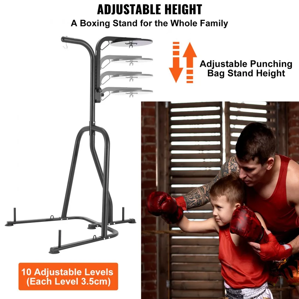 VEVOR punching bag stand with adjustable height for boxing, features 10 adjustable levels.
