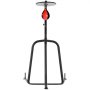 black VEVOR punching bag stand with red and black speed bag, adjustable height, and sturdy frame.