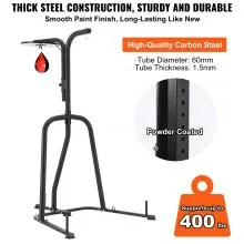 VEVOR 2 in 1 Punching Bag Stand, Steel Heavy Duty Workout Equipment, Adjustable Height Boxing Punching Bag and Speed Bag Stand, Freestanding Sandbag Rack, Holds Up to 400 lbs, for Home Gym Fitness
