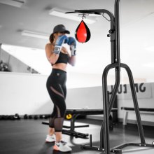 VEVOR Support de sac de boxe 2 en 1, équipement d'entraînement robuste en acier, sac de boxe à hauteur réglable et support de sac de vitesse, support de sac de sable autoportant, peut contenir jusqu'à 400 lb, pour la salle de sport à domicile et le fitness