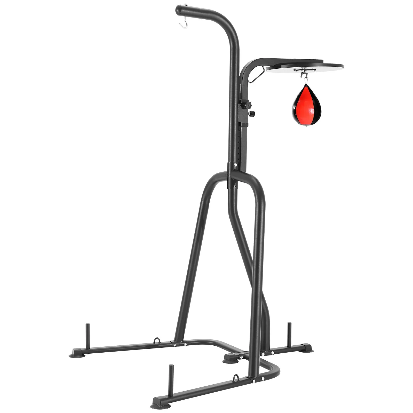 VEVOR punching bag stand with speed bag platform in black, featuring sturdy steel construction.