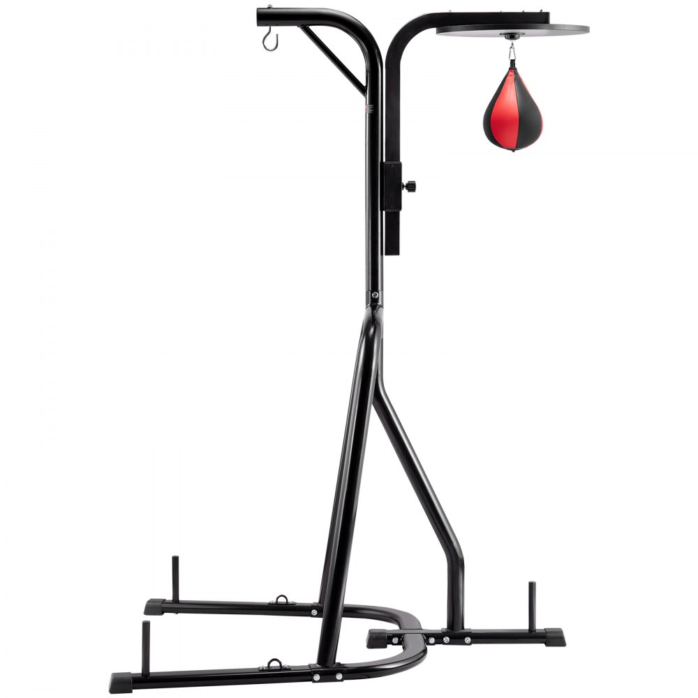 VEVOR 2 in 1 Punching Bag Stand, Steel Heavy Duty Workout Equipment, Adjustable Height Boxing Punching Bag and Speed Bag Stand, Freestanding Sandbag Rack, Holds Up to 140 lbs, for Home Gym Fitness