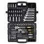 VEVOR 121-Piece Mechanics Tool Set, 1/4" 3/8" 1/2" Drive Sockets, SAE and Metric Mechanic Tool Kit with Bits, Wrenches, Ratchet Handle, Accessories, and Plastic Storage Case, for Automotive Repair