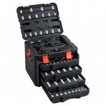 VEVOR Mechanics Tool Set, 230-Piece Mechanic Tool Kit, 1/4 in, 3/8 in, and 1/2 in Drive, SAE and Metric Socket Set, Wrenches, Screwdriver Bits, Accessories, and Storage Case, for Automotive Repair