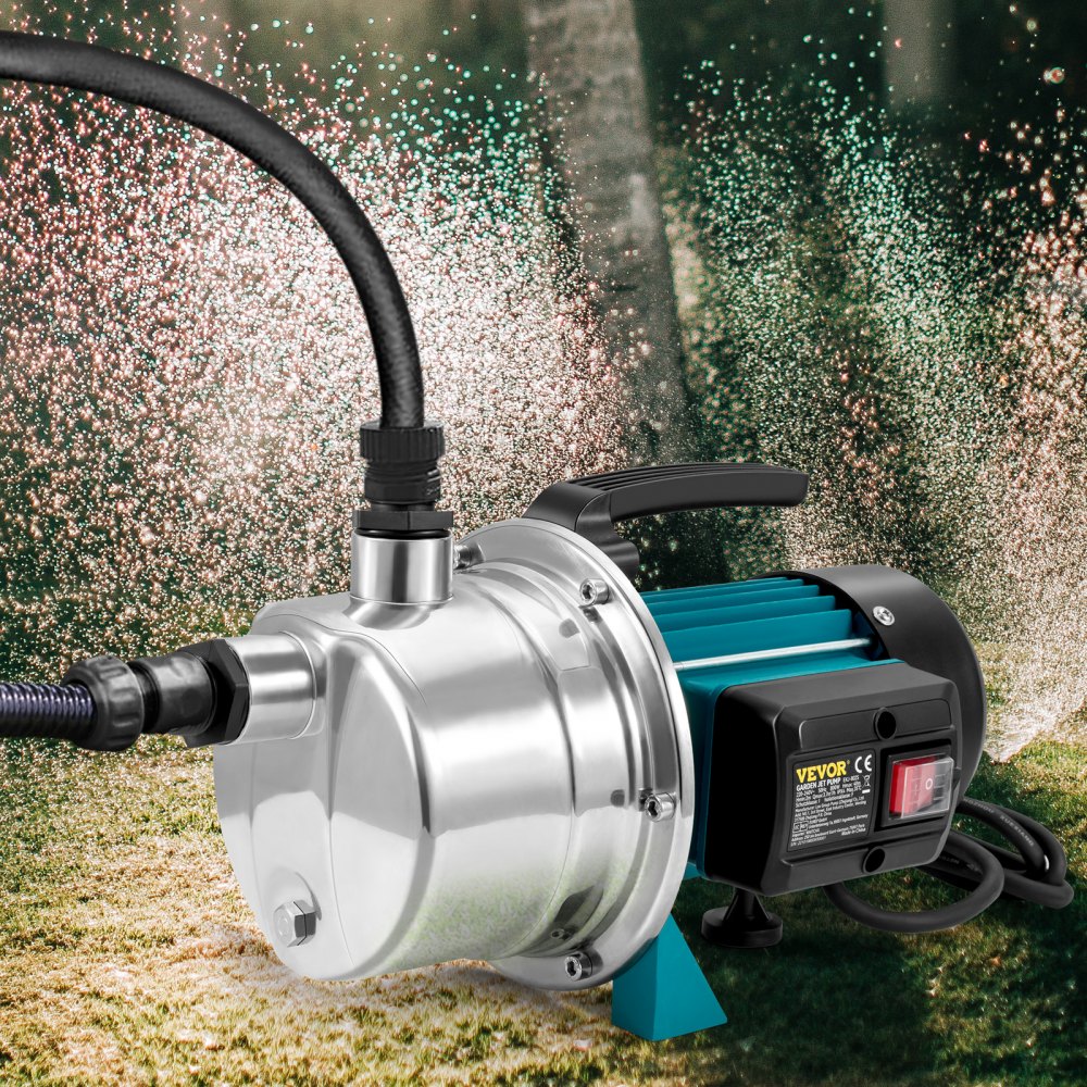 VEVOR Shallow Well Pump Portable Garden Water Jet Pump 800W 3700 L/h 40 m Head