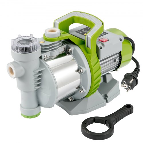 VEVOR Shallow Well Pump, 1100W 230V, 4560 L/h 45 m Head, Max 4.5 bar, Portable Stainless Steel Sprinkler Booster Jet Pumps w/ Prefilter for Garden Lawn Irrigation system, Lake Fountain, Water Transfer