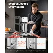 VEVOR Manual Sausage Stuffer, 22 LBS / 10 L Vertical Meat Stuffer, Dual-Speed Sausage Casing Meat Filling Machine, Stainless Steel Heavy Duty Filler with 5 Stuffing Tubes, for Commercial & Home Use