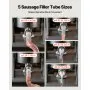 VEVOR Manual Sausage Stuffer, 11 LBS / 5 L Vertical Meat Stuffer, Dual-Speed Sausage Casing Meat Filling Machine, Stainless Steel Heavy Duty Filler with 5 Stuffing Tubes, for Commercial & Home Use