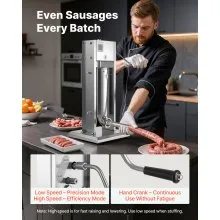VEVOR Manual Sausage Stuffer, 11 LBS / 5 L Vertical Meat Stuffer, Dual-Speed Sausage Casing Meat Filling Machine, Stainless Steel Heavy Duty Filler with 5 Stuffing Tubes, for Commercial & Home Use