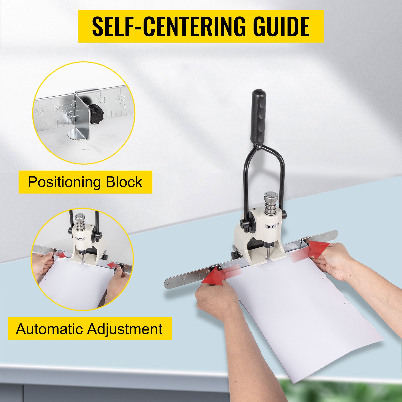 VEVOR Heavy Duty Hole Punch 300 Sheet Capacity Heavy Duty Paper Punch 1.18"/30 mm Punch Thickness Hole Puncher High Capacity Metal Body & Steel Drill Heavy Duty Punches for Paper Tags Invoices Files