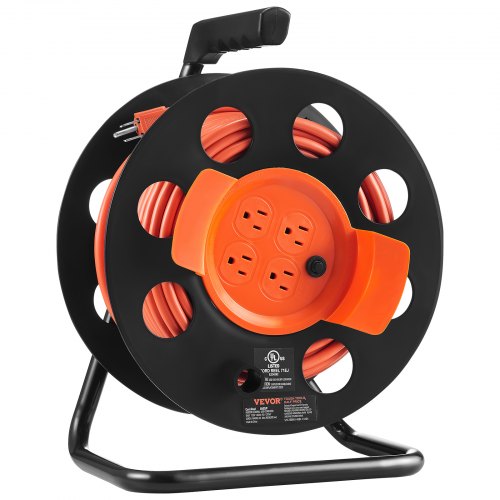 VEVOR Retractable Extension Cord Reel, 65 FT, Heavy Duty 12AWG/3C