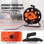 VEVOR extension cord reel with overheat protection, leakage protection, and a portable handle.