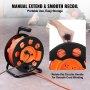 VEVOR extension cord reel with manual extend, smooth recoil, and portable handle for easy storage.