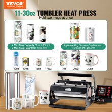 VEVOR Tumbler Heat Press Machine 11-30oz Mug Press Sublimation Tumblers Black