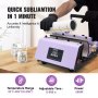 VEVOR Tumbler Heat Press Machine 11-30oz hrnček Press Sublimation Tumblers Purple