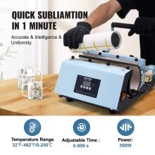 VEVOR Tumbler Heat Press Machine, 11-30oz Mug Press, Heat Up Fast and Even, Tumbler Press with Sublimation Paper, Tape and Gloves, Temp and Time Setting, for Sublimation Tumblers, Cups, Mugs, Blue