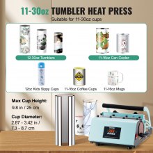 VEVOR Tumbler Heat Press Machine 11-30oz Mug Press Sublimation Tumblers Green