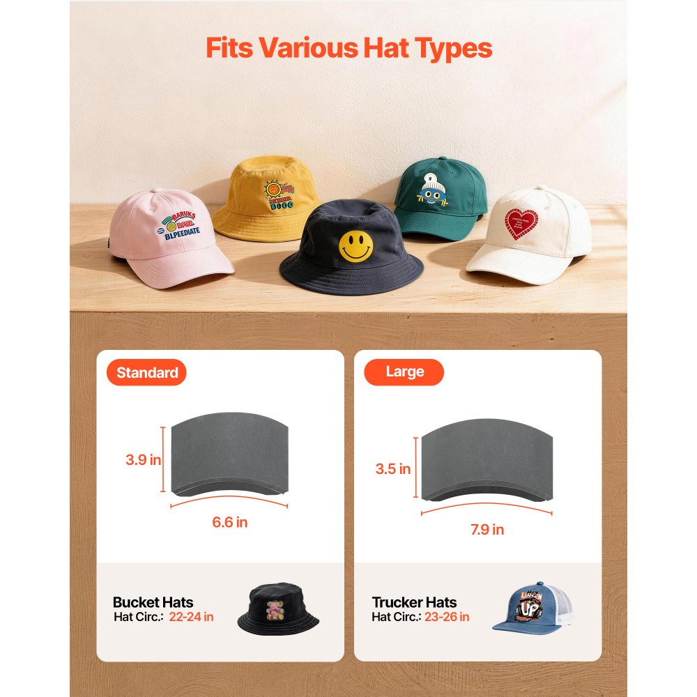 VEVOR Hat Heat Press Machine, with 2 Interchangeable Platens and Caps Stretcher, Precise Temperature & Time Control, Heat Press for Hats and Caps, for HTV Iron On and Sublimation Projects, White