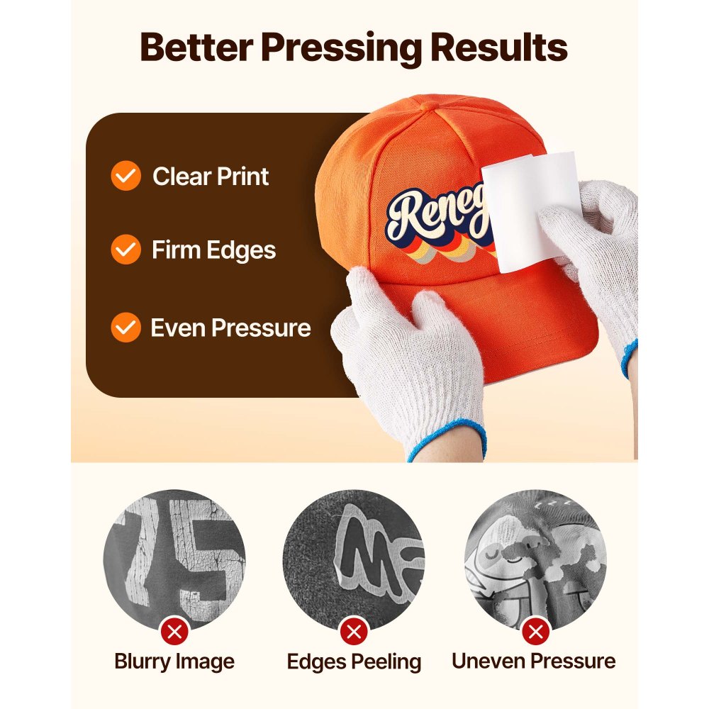 VEVOR Hat Heat Press, 4-in-1 Cap Heat Press Machine, 15.24 x 7.6 cm Clamshell Sublimation Transfer, LCD Digital Timer Temperature Control with 4pcs Curved Heating Elements (15.24 x 7.6/17x6.86/17x6.86/20.57x8.89 cm)