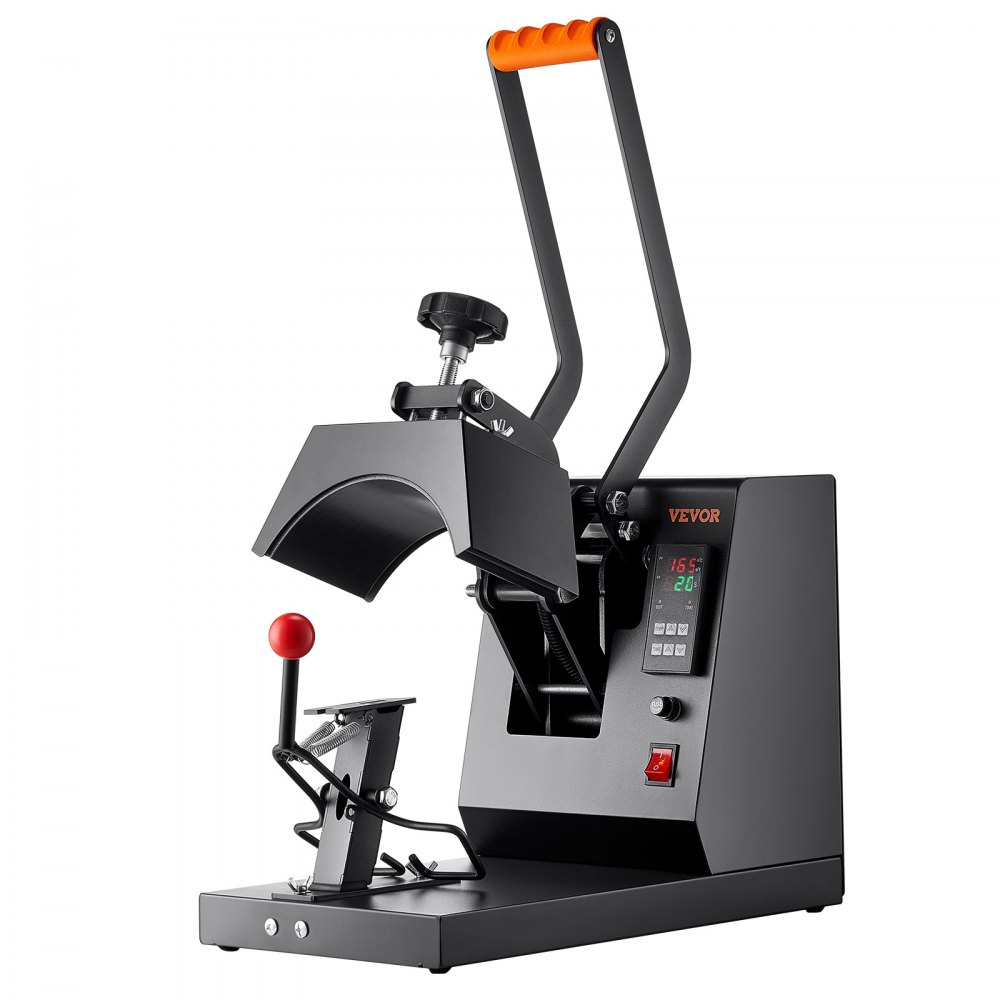 VEVOR Hat Heat Press, 4-in-1 Cap Heat Press Machine, 15.24 x 7.6 cm Clamshell Sublimation Transfer, LCD Digital Timer Temperature Control with 4pcs Curved Heating Elements (15.24 x 7.6/17x6.86/17x6.86/20.57x8.89 cm)