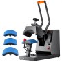 VEVOR Hat Heat Press, 4-in-1 Cap Heat Press Machine, 15.24 x 7.6 cm Clamshell Sublimation Transfer, LCD Digital Timer Temperature Control with 4pcs Curved Heating Elements (15.24 x 7.6/17x6.86/17x6.86/20.57x8.89 cm)