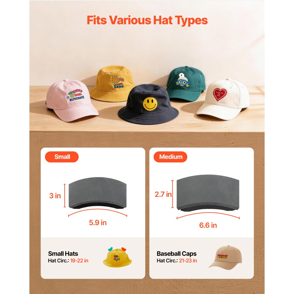 VEVOR Hat Heat Press Machine, with 2 Interchangeable Platens and Caps Stretcher, Precise Temperature & Time Control, Heat Press for Hats and Caps, for HTV Iron On and Sublimation Projects, Light Blue