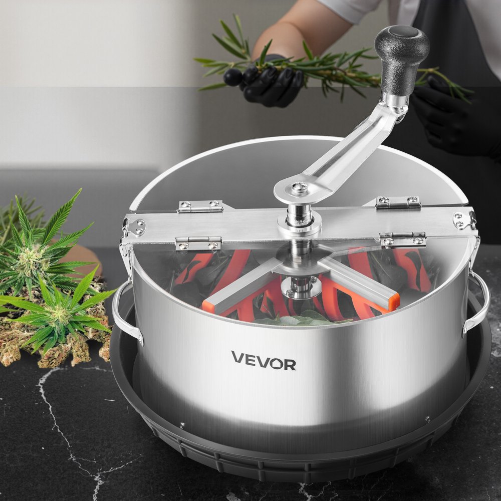 VEVOR Manual Bud Leaf Trimmer, 12 in Reaper Bowl Bud Trimmer with Stainless Steel Blades, Visual Cutting , Wet & Dry Hydroponic Cutting Machine with Tray, Twisted Spin Cut for Plant Buds Flowers