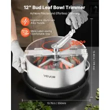 VEVOR Manual Bud Leaf Trimmer 12 in Electric Reaper Bowl Hydroponic Trimming