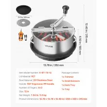 VEVOR Manual Bud Leaf Trimmer 12 in Electric Reaper Bowl Hydroponic Trimming