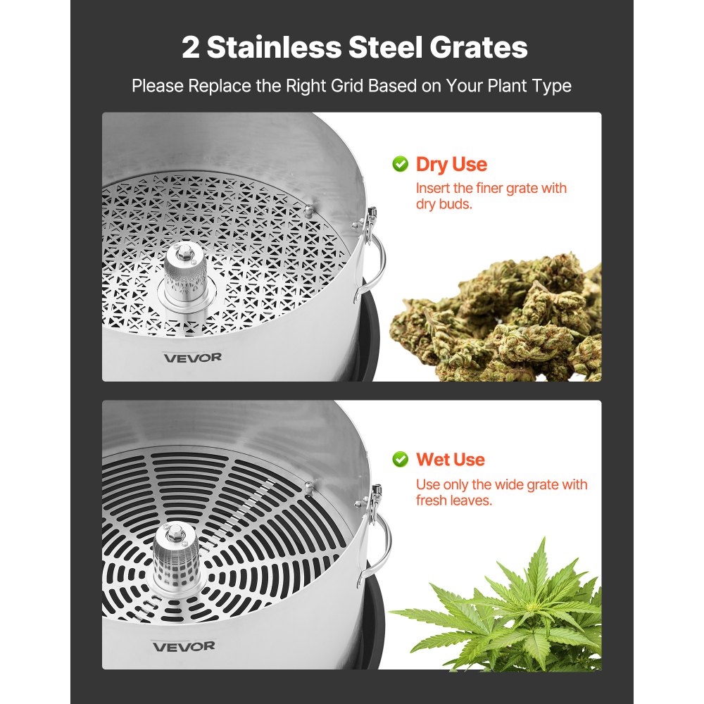 VEVOR Manual Bud Leaf Trimmer, 370mm  Reaper Bowl Bud Trimmer with Stainless Steel Blades, Visual Cutting, Wet & Dry Hydroponic Cutting Machine with Tray, Twisted Spin Cut for Plant Buds Flowers