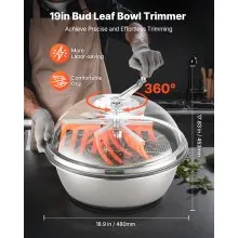 VEVOR Bud Leaf Bowl Trimmer, 19 in Manual Bud Trimmer, with Sharp Stainless Steel Blades, Visual Cutting, Wet & Dry Hydroponic Cutting Machine, Twisted Spin Cut for Plants Leaves Buds Flowers
