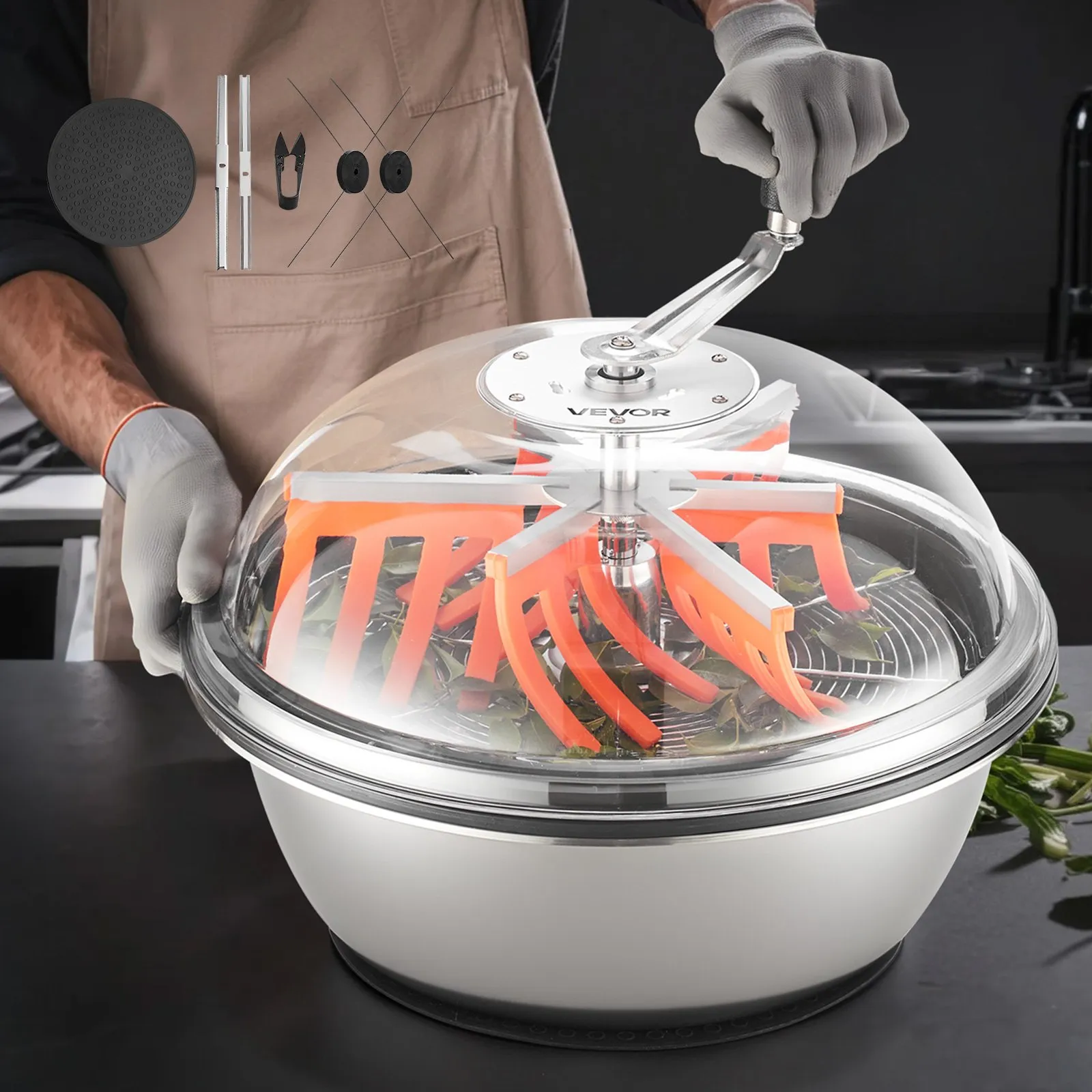 VEVOR Bud Leaf Bowl Trimmer, 490 mm Manual Bud Trimmer, with Sharp Stainless Steel Blades, Visual Cutting, Wet & Dry Hydroponic Cutting Machine, Twisted Spin Cut for Plants Leaves Buds Flowers