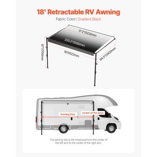 Extracteur D'Auvent RV Télescopique 53,3-160cm - Poteau Ouverture Auvent Voiture Avec Verrouillage Multi-Sections