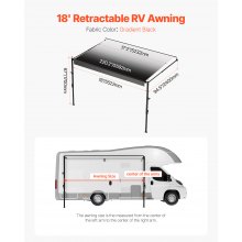 VEVOR 18' RV Replacement Awning Manual Trailer Awning for Most DC12V RVs