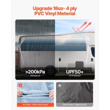 VEVOR 15' RV Replacement Awning Manual Trailer Awning for Most DC12V RVs