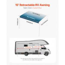 VEVOR 15' RV Replacement Awning Manual Trailer Awning for Most DC12V RVs