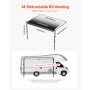 VEVOR Manual RV Awning Complete Kit, 14' Retractable Awning with Aluminum Alloy Frame, Outdoor Trailer Awning, Fit for Most RVs(Black Fade)