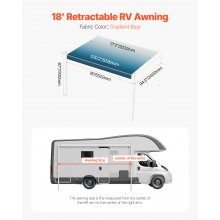 VEVOR 18' RV Replacement Awning Manual Trailer Awning for Most DC12V RVs