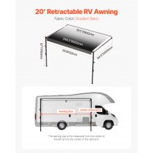 20' RV Replacement Awning Manual Trailer Awning for Most DC12V RVs