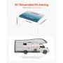 VEVOR Manual RV Awning Complete Kit, 18' Retractable Awning with Aluminum Alloy Frame, Outdoor Trailer Awning, Fit for Most RVs(Blue Fade)