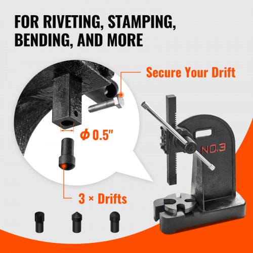 0.6 Ton Manual Arbor Press – Cast Iron Handwheel Press For Stamping, Bending, Riveting