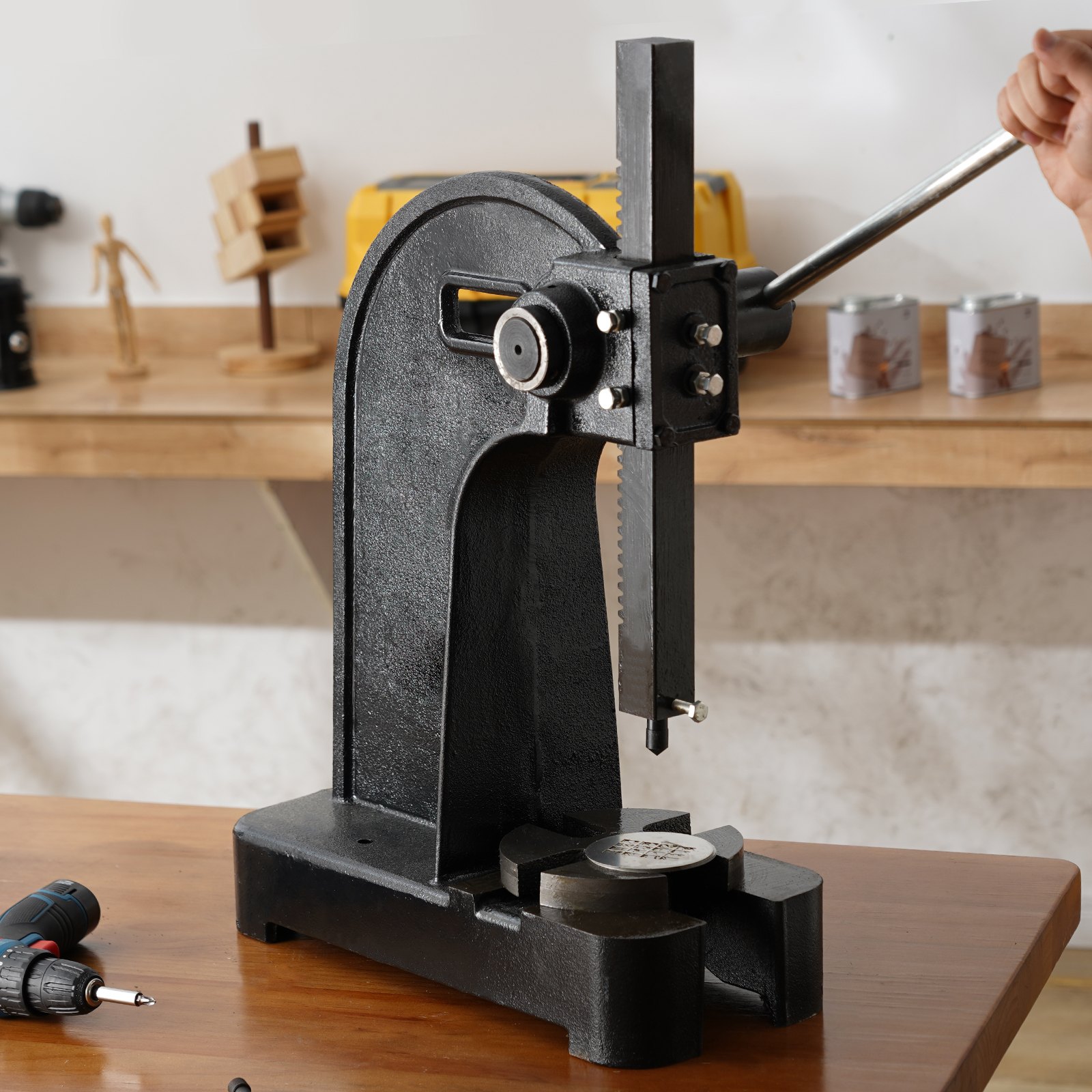 VEVOR Arbor Press, 3 Ton Manual Arbor Press, 310 mm Maximum Height, Cast Iron Heavy-duty Manual Desktop Arbor Press, Precision Hand Press for Stamping, Bending, Stretching, Forming