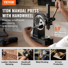 VEVOR Arbor Press, 1 Ton Manual Arbor Press with Handwheel, 15cm Maximum Height, Cast Iron Heavy-duty Manual Desktop Arbor Press, Precision Hand Press for Stamping, Bending, Stretching, Forming