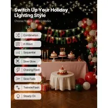 VEVOR LED Christmas String Lights 200 LED 76 ft Connectable Warm White Lights