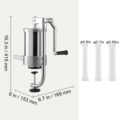 thumbnail image 2 of 2.5 Lb Manual Sausage Stuffer - Vertical Stainless Steel Sausage Maker With Suction Base 2 of 9