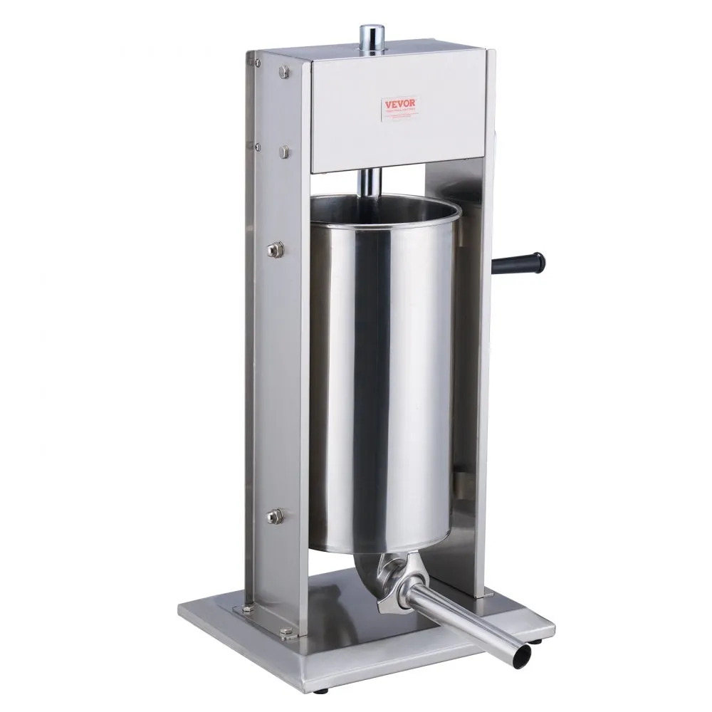 VEVOR Manual Sausage Stuffer, 15 L / 30 LBS Vertical Sausage Machine, Dual-Speed Meat Stuffer, Made of Food-Grade 304 Stainless Steel, Includes 5 Stuffing Tubes, for Home Kitchen Restaurant Commercial