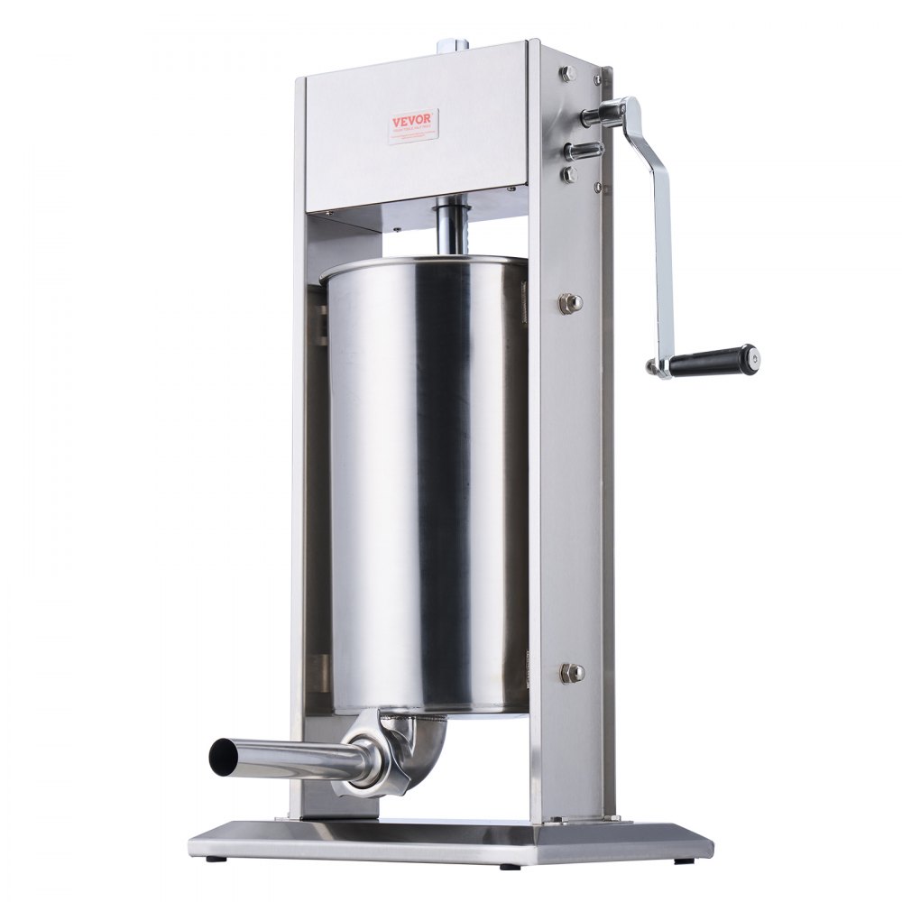 VEVOR Manual Sausage Stuffer, 15 L / 30 LBS Vertical Sausage Machine, Dual-Speed Meat Stuffer, Made of Food-Grade 304 Stainless Steel, Includes 5 Stuffing Tubes, for Home Kitchen Restaurant Commercial